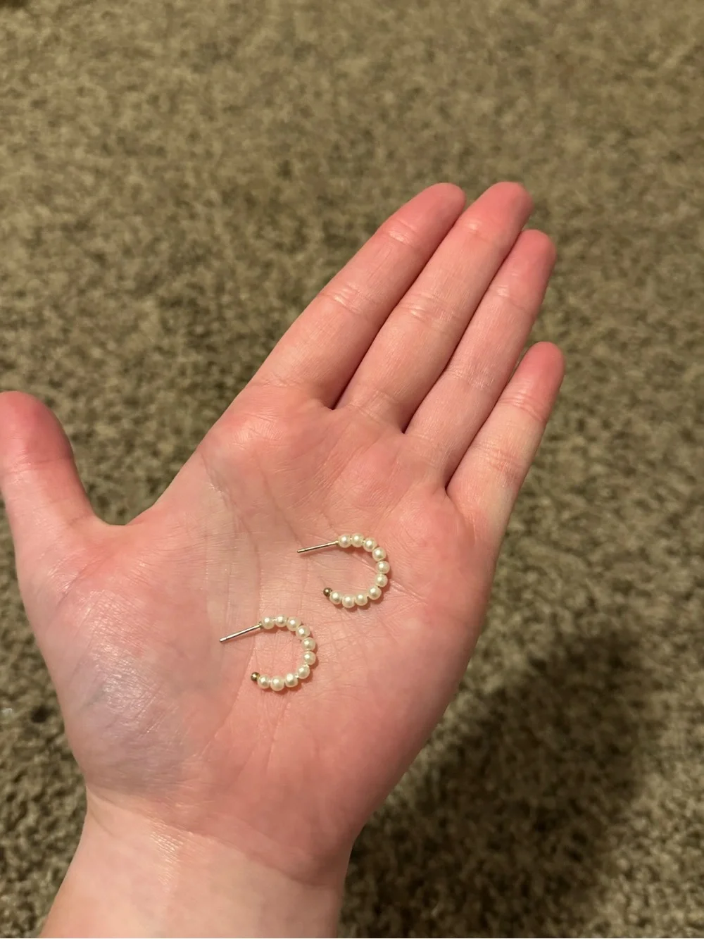 Pearl Beaded Half-Hoop Earrings - Cream